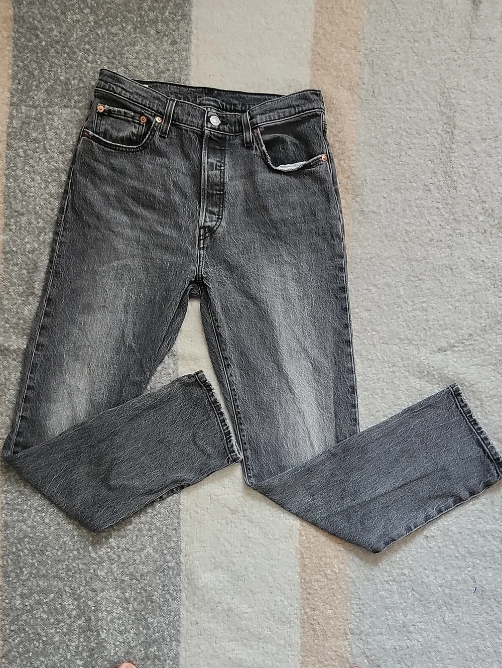 Levi's 501 Faded Black Jeans 29x30 Straight Leg Unisex Grunge